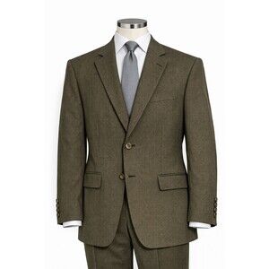 Size-Large Geoffrey Beene Blazer 42S Brown Check 2 Button Mens Sport Coat